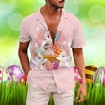 thumbnail image 2 of Easter Tops for Men Cute Rabbit Print Short Sleeve Jesus Shirt for Men,Pink,M, 2 of 4