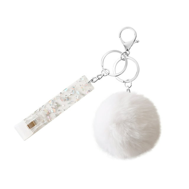 Sonducket Llavero anillo bola de peluche hebilla colgante coche llavero bolso cartera bolso decorativo llavero colgante joyería niñas Ropa, zapatos y accesorios Miscelánea Blanco