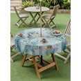 thumbnail image 4 of Outdoor Tablecloth with Umbrella Hole for Patio/Picnic/Party/Camping, Coastal Seahorse Waterproof Table Cloth Round Cover Washable, Summer Green Eucalyptus Leaves Coral (Dia 54"), 4 of 8