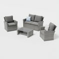 thumbnail image 5 of ECOPATIO Outdoor Patio Furniture Set, Outdoor Sectional Sofa, Outdoor Furniture Set Patio Couch Set Porch Balcony Furniture, 4 Piece Patio Conversation Set for Outside Furniture (Grey), 5 of 7