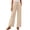 Khaki, variant on Women's Elastic High Waist Corduroy Straight Leg Pants Dual Patch Side Pockets Soft Textured Fabric Loose Fit Daily Casual Long Trousers