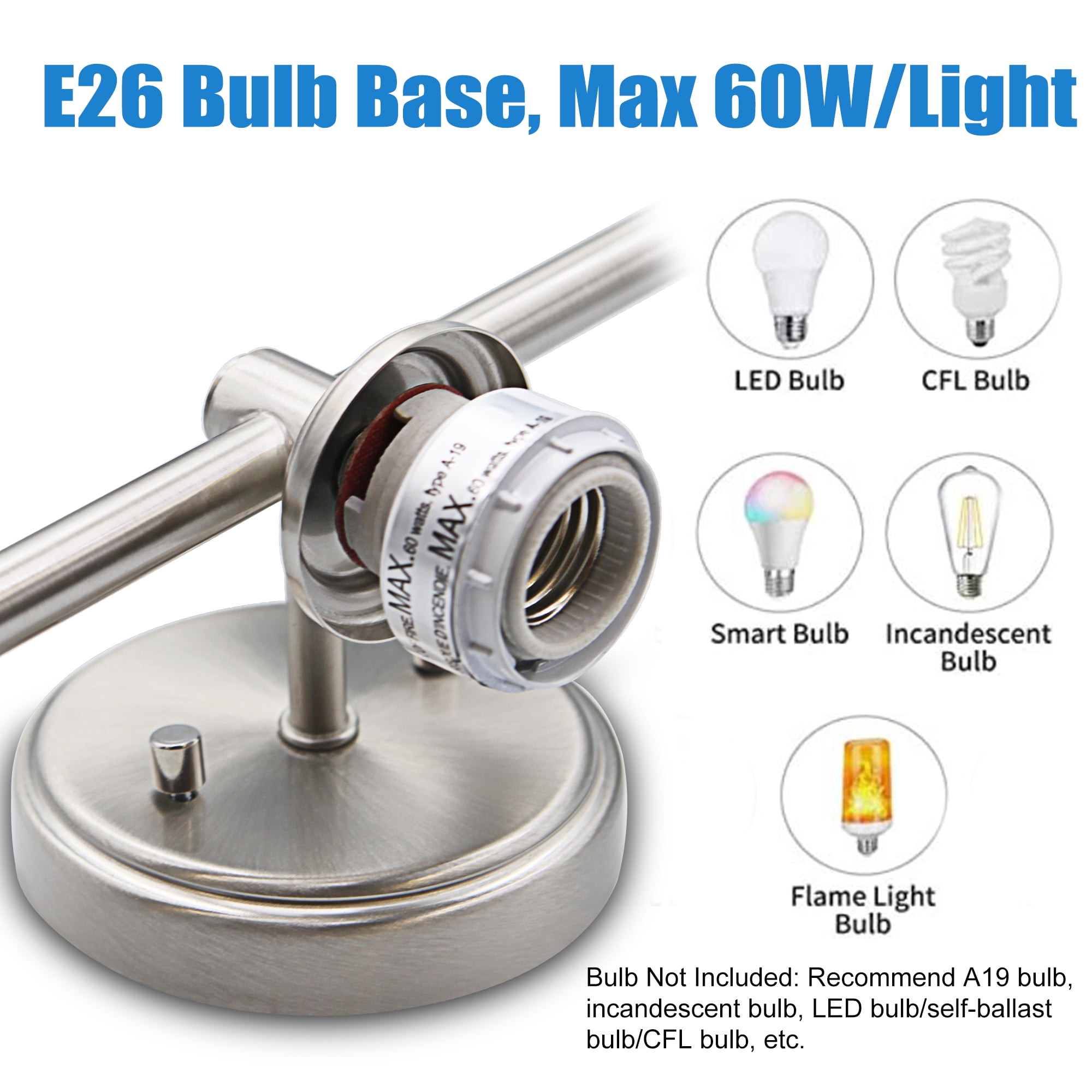 Lucere 3-Light Bathroom Vanity Lighting, 20.25” Contemporary Wall Light with Frosted Glass Shade, Brushed Nickel Finish, E26 Bulb Base (Bulb Not Included)