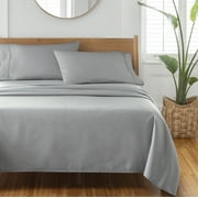 Better Homes & Gardens 4-Piece 300 Thread Count Cotton Sateen Bed Sheet Set, Soft Silver, Queen