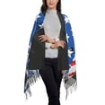 thumbnail image 3 of Cauagu Shark With USA Flag Print Women Wrap Shawl tassels Scarves Retro Scarf 77.6"X28.3", 3 of 8