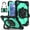 Black+Mint, variant on Rugged Hybrid Case For Samsung Galaxy Tab A11 Plus SM-X310/X315 tablet, with Built-in Kickstand 360° Rotating Crossbody Shoulder Strap Shockproof Heavy Duty Case, Black+Black