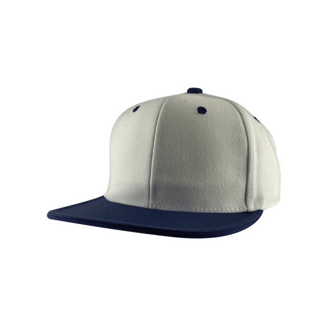 Top Headwear Flat Bill Adjustable Snapback Cap - White/Navy