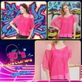 thumbnail image 6 of 80s Costumes Women Casual Costumes Fishnet Neon T-Shirt 2PCS, 6 of 7