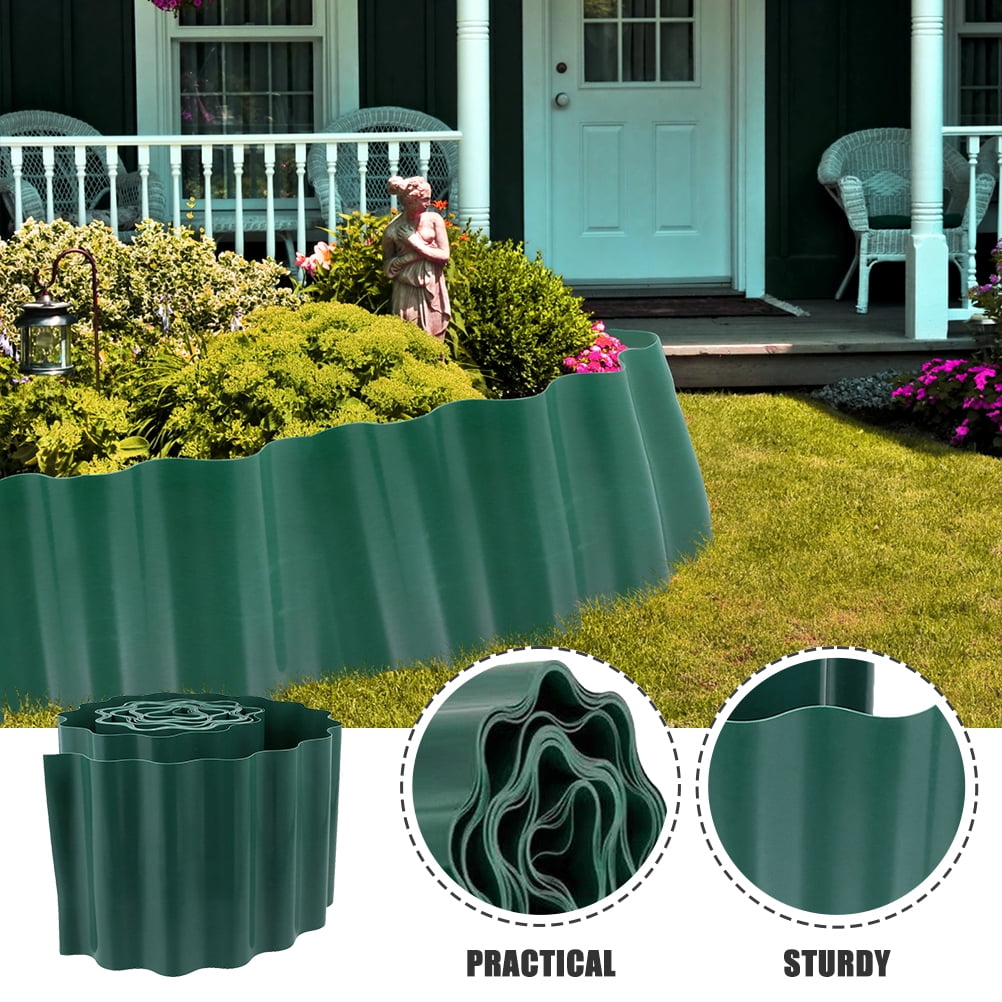 Garden Landscape Edging Border Made of Durable Plastic in Dark Green for Yard Decoration 2 Rolls