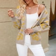 thumbnail image 5 of Fartey Graphic Print Cardigan Sweaters for Women Trendy Long Sleeve V Neck Open Front Dressy Casual Button Up Cardigans Cozy Fall Sweater Khaki L, 5 of 6