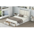 thumbnail image 4 of Full Size Wood Platform Bed with Upholstered Headboard and 2 Drawers, White, 4 of 6