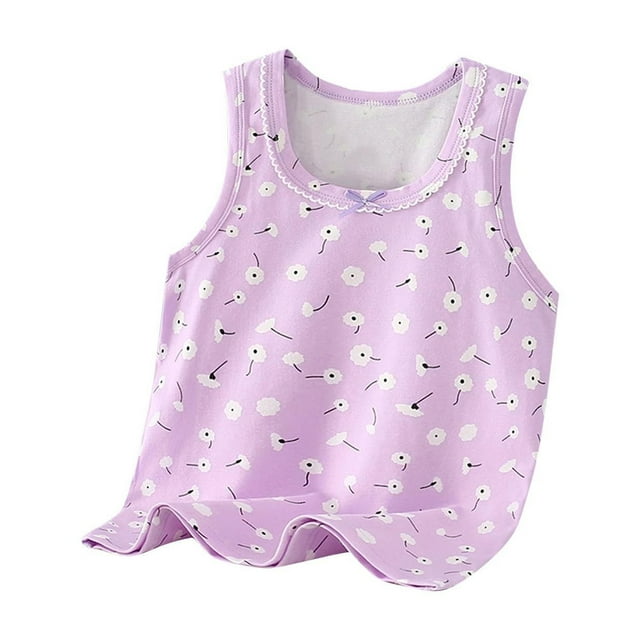 Économies d'Été! SROBPTY Garçons Filles Camisoles Sans Manches Hauts, Camisole de Base à Col Rond d'Été pour Enfants, Camisoles Décontractées et Confortables pour Filles Violet, 10 Ans