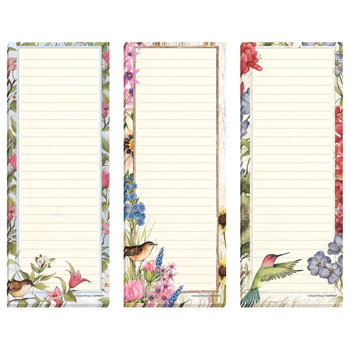 Holly & Birds Magnetic Notepads - Christmas Themed Memo Pads Set Of 2