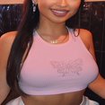 thumbnail image 3 of POINTERTECK Women‘Scasual Crewneck Sleeveless Butterfly Vests Crop Tank Tops, 3 of 6