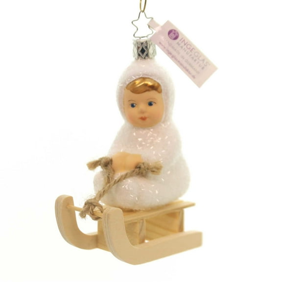 Inge Glas Kinder Of Sledding Glass Ornament Snow Christmas 10005S018