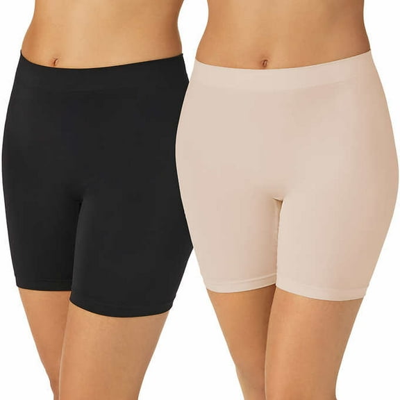 Carole Hochman Women's Slip Shorts 2-Pack, Black/Nude Medium