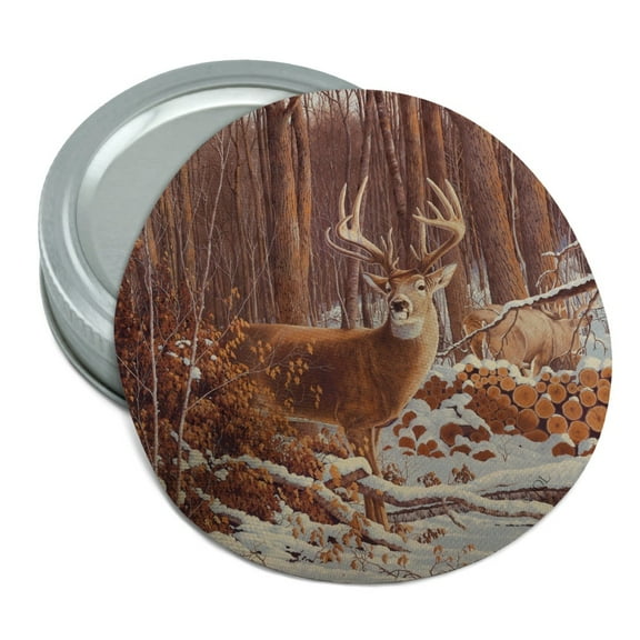 Deer Behind Cabin at Woodpile Round Rubber Non-Slip Jar Gripper Lid Opener