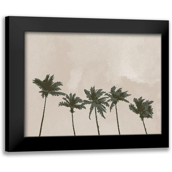 Uppsala Studio 14x12 Black Modern Framed Museum Art Print Titled - Windy Palm Trees