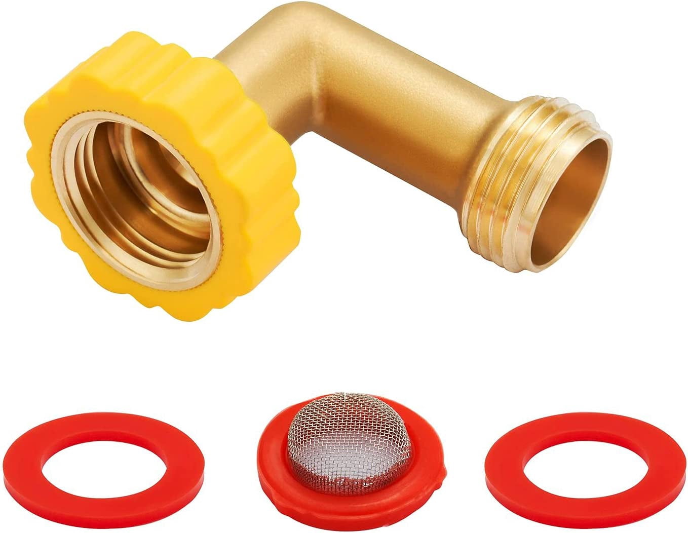 HRTGFD-Lead-Free Brass 90 Degree Hose Saver Hose Elbow Fitting Quick Swivel Connect Adapter Thread Size 3/4" Connectors