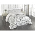 thumbnail image 2 of Ambesonne Music Quilted Coverlet 3 Pcs, Abstract Clef Sheet, Queen Size, Black White, 2 of 4