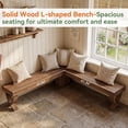 thumbnail image 5 of Finmind 55" L-Shaped Solid Wood Corner Bench, Farmhouse Breakfast Nook Dining Bench, Rustic Brown, 5 of 8
