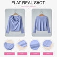 thumbnail image 7 of Endives Women's Long Sleeve Shirt Draped Cowl Neck Tops Flared Collar Ribbed Elengant Solid Color Blouse Dressy Casual Shirts Business Outfits Spring Trendy Light Blue, 7 of 7