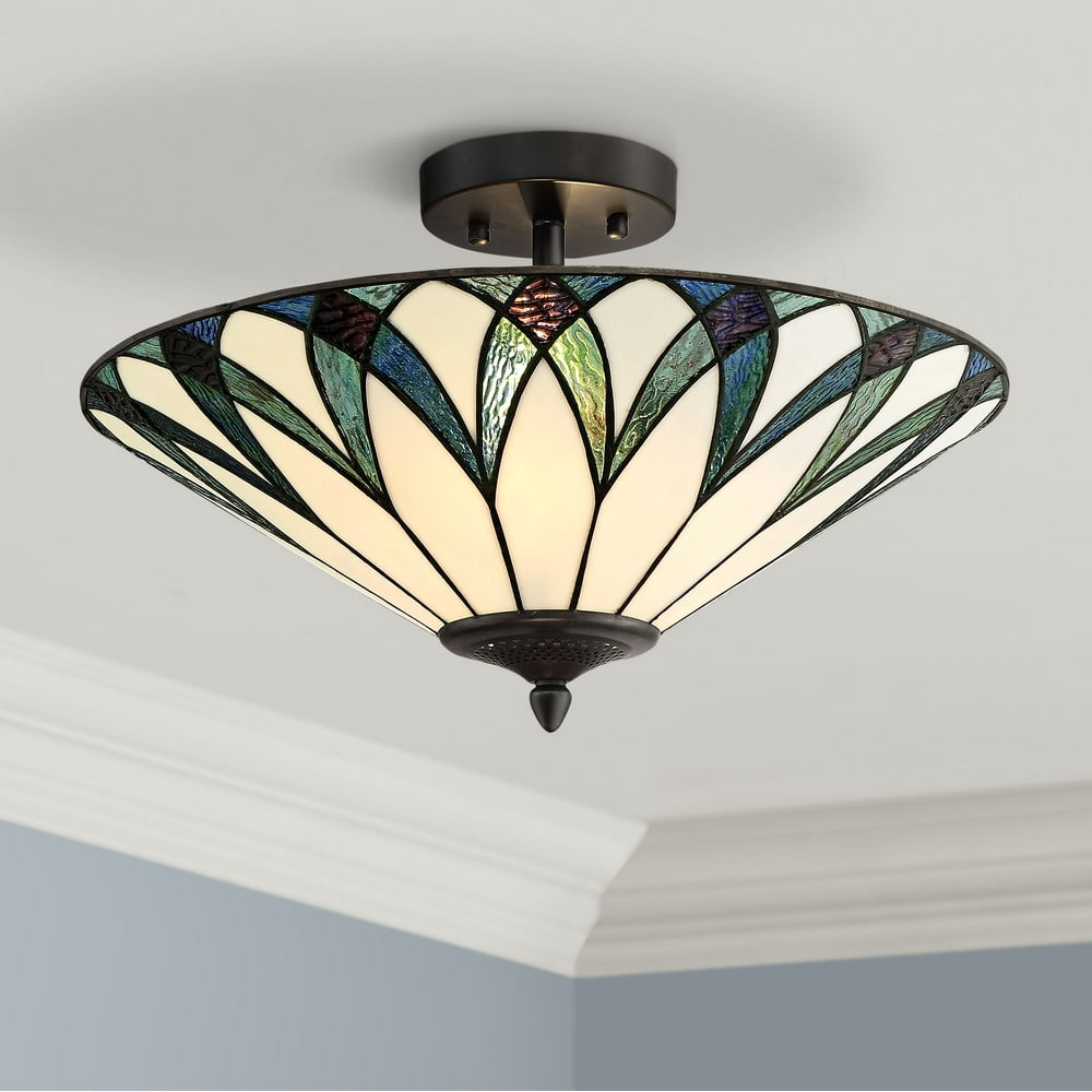 Regency Hill Ceiling Light Semi Flush Mount Fixture Bronze 18" Wide