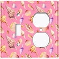 thumbnail image 2 of Metal Light Switch Wall Plate Outlet Cover (Colorful Ocean Sea Shells Pink - Single Toggle Single Duplex), 2 of 2