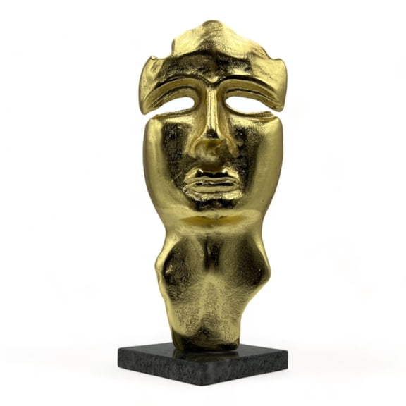 12.5 inch Gold Decorative Metal Face Sculpture by 90210 Kitchen and Bath