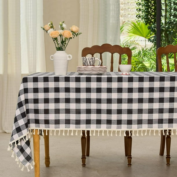 Midsummer Breeze Mantel rústico de cuadros de búfalo de algodón para otoño, Acción de Gracias, Navidad, cocina, restaurante, vacaciones, picnic al aire libre, decoración (rectangular/oblongo, 55 x 84,