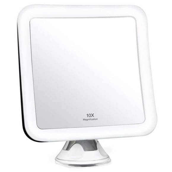 Fancii 10X Magnifying Lighted Makeup Mirror - Daylight LED Vanity Mirror - Compact, Cordless, Locking Suction, 6.5" Wide, 360 Rotation, Portable Illu