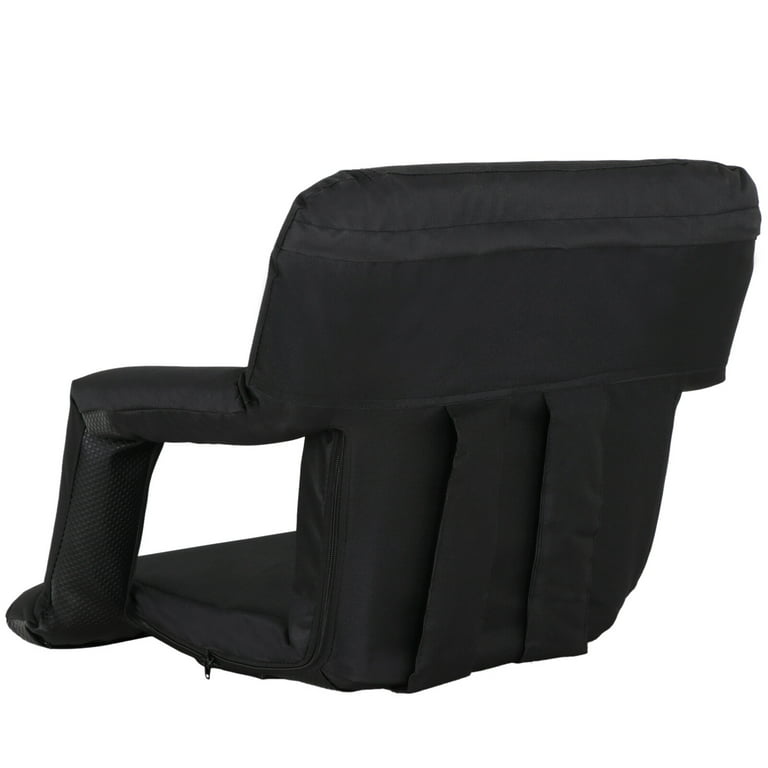 Driftsun Stadium Seat Reclining Bleacher Chair Folding with Back / Sport Chair Reclines Perfect for Bleachers Lawns and Backyards (Black)