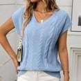 thumbnail image 6 of AherBiu Sweater Tops for Women Cable Knitted Vests V Neck Sleeveless Summer Casual Loose Pullover Top, 6 of 8