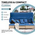 thumbnail image 2 of 4 Piece Outdoor Sectional Sofa Set With Retractable Canopy And Lifting Table For Small Patios, UV Resistant Wicker Design With Adjustable Backrests And Weatherproof Cushions, Blue, 2 of 8