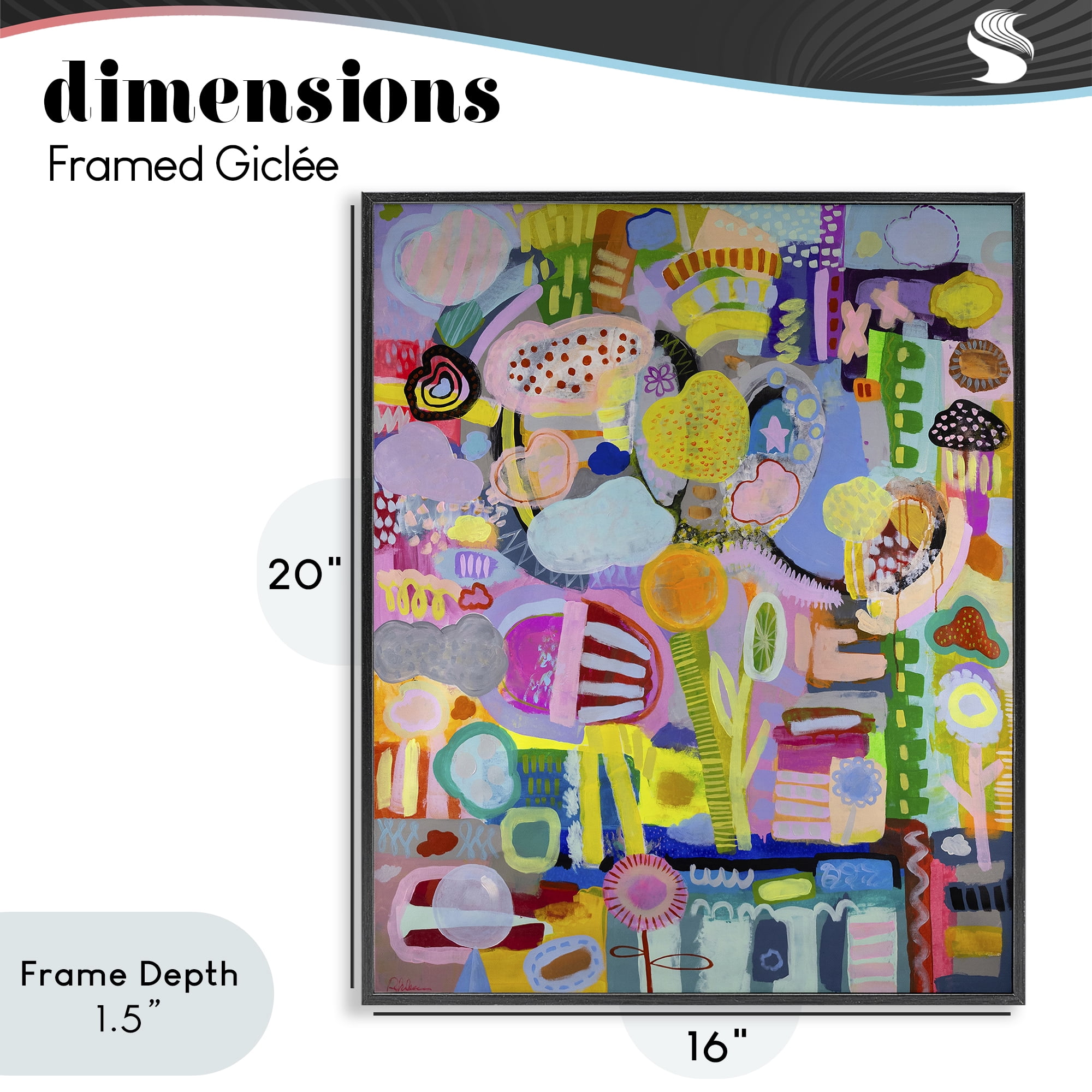 Stupell Industries Big Happy Whimsical Collage Black Framed Giclee Art, design by Mary Robertson