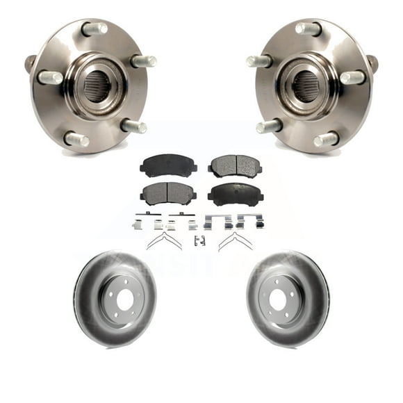 Transit Auto Front Hub Bearing Assembly Coated Disc Brake Rotors and Ceramic Pads Kit for Car 2007-2012 Nissan Sentra SE-R Spec V with 2.5L KBB-104650