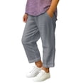 thumbnail image 3 of HOMADLES Boys Linen Pants Summer Loose Fit Wide Leg Baggy Joggers Pants Lightweight School Pants for Daily Wear Gray Size 160, 3 of 8
