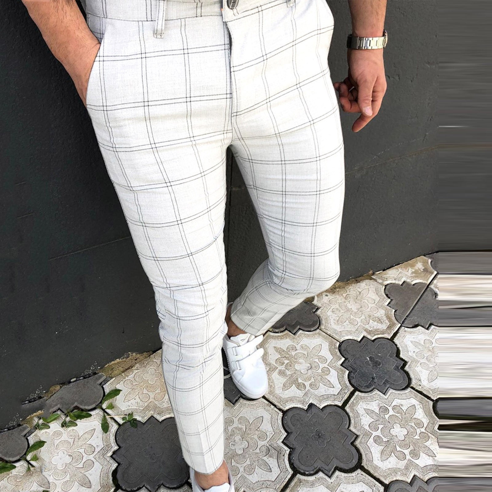 Hollister straight leg plaid pants in cream plaid | ASOS