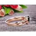 thumbnail image 4 of 2 Carat Round Cut Black Diamond Moissanite Bridal Set Engagement Ring With Matching Band 10k Rose Gold Art Deco Vintage Look, 4 of 5