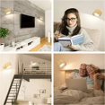 thumbnail image 4 of Luz de pared interior, luz de pared LED táctil con puerto de carga USB Control táctil, 3 niveles de brillo 3 temperaturas Lámpara de dormitorio giratoria de 360 ° 1 paquete (grano de madera), 4 of 5