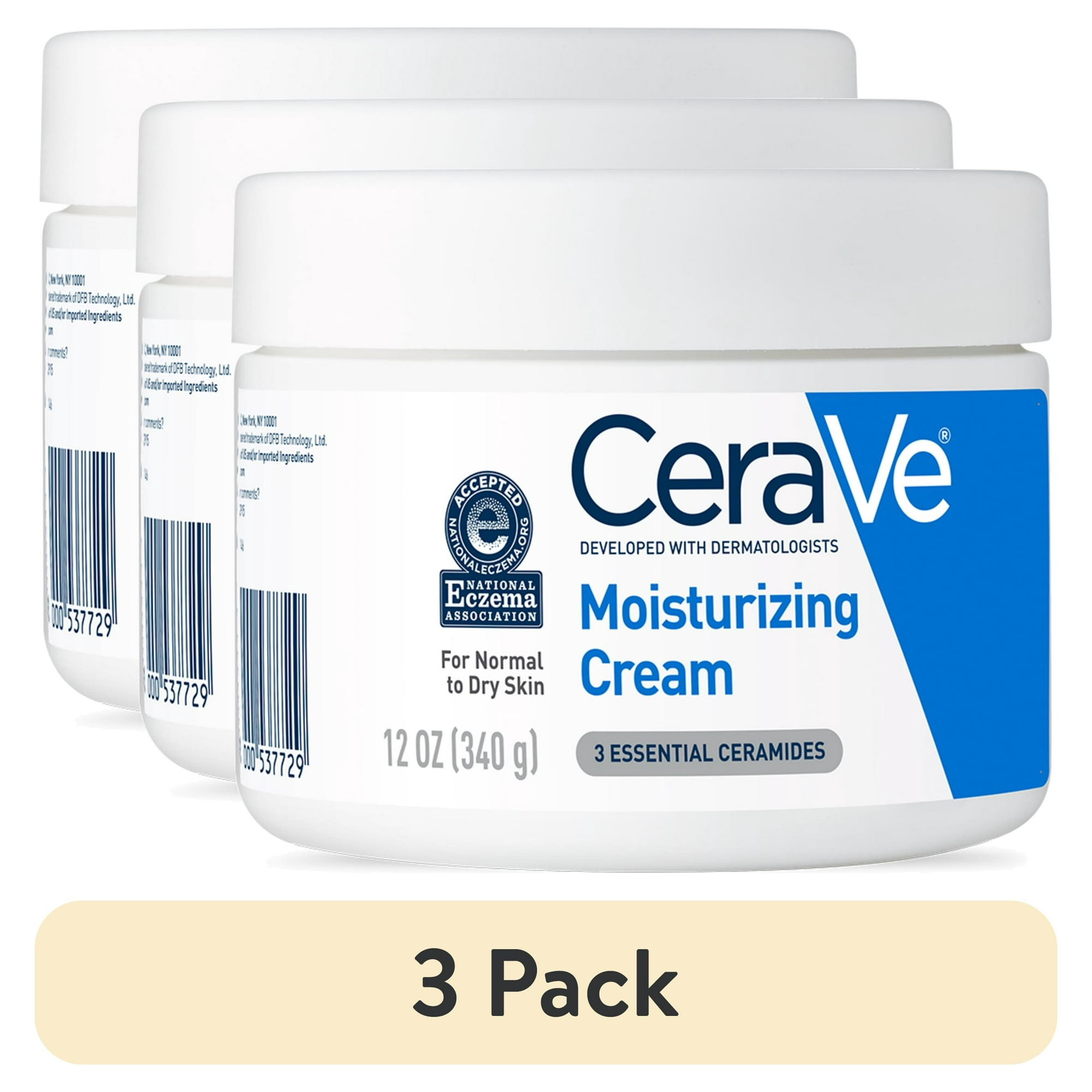(3 pack) CeraVe Face & Body Moisturizer Cream for Normal to Dry Skin 12 oz