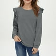 thumbnail image 4 of Tdoqot Girls Cotton T Shirts with Ruffle- Crewneck Casual Long Sleeve Fashion Kids Spring Clothes Tops Gray Size 4-12, 4 of 6