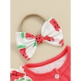 thumbnail image 6 of Suealasg Baby Girls 2Pcs Summer Clothes 3M 6M 12M 18M Infant Girls Short Sleeve Crew Neck Fruit Print Romper Bodysuit+ Headband Set, 6 of 9