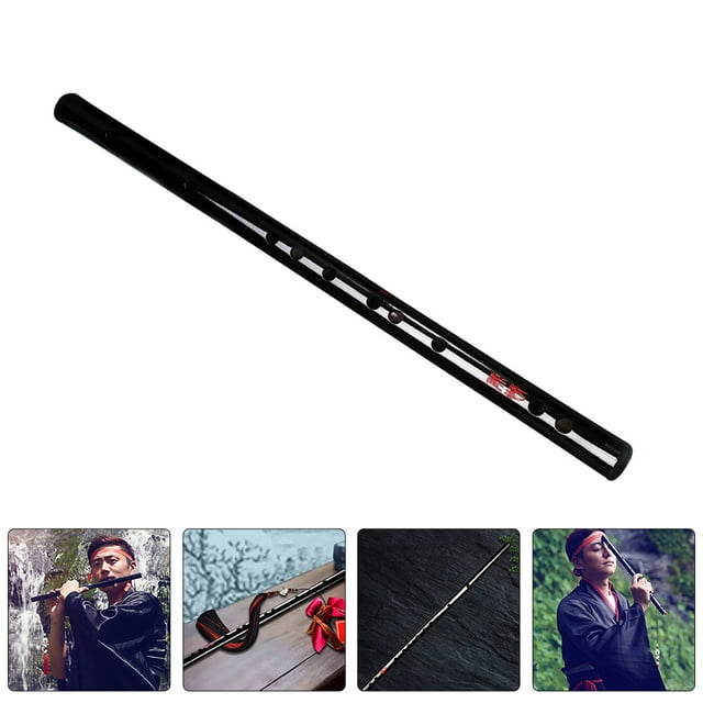 Minkissy Black Bamboo Flute for Beginners Durable Instrument with Polished Sound Holes for Playing Use 29.5 Inches