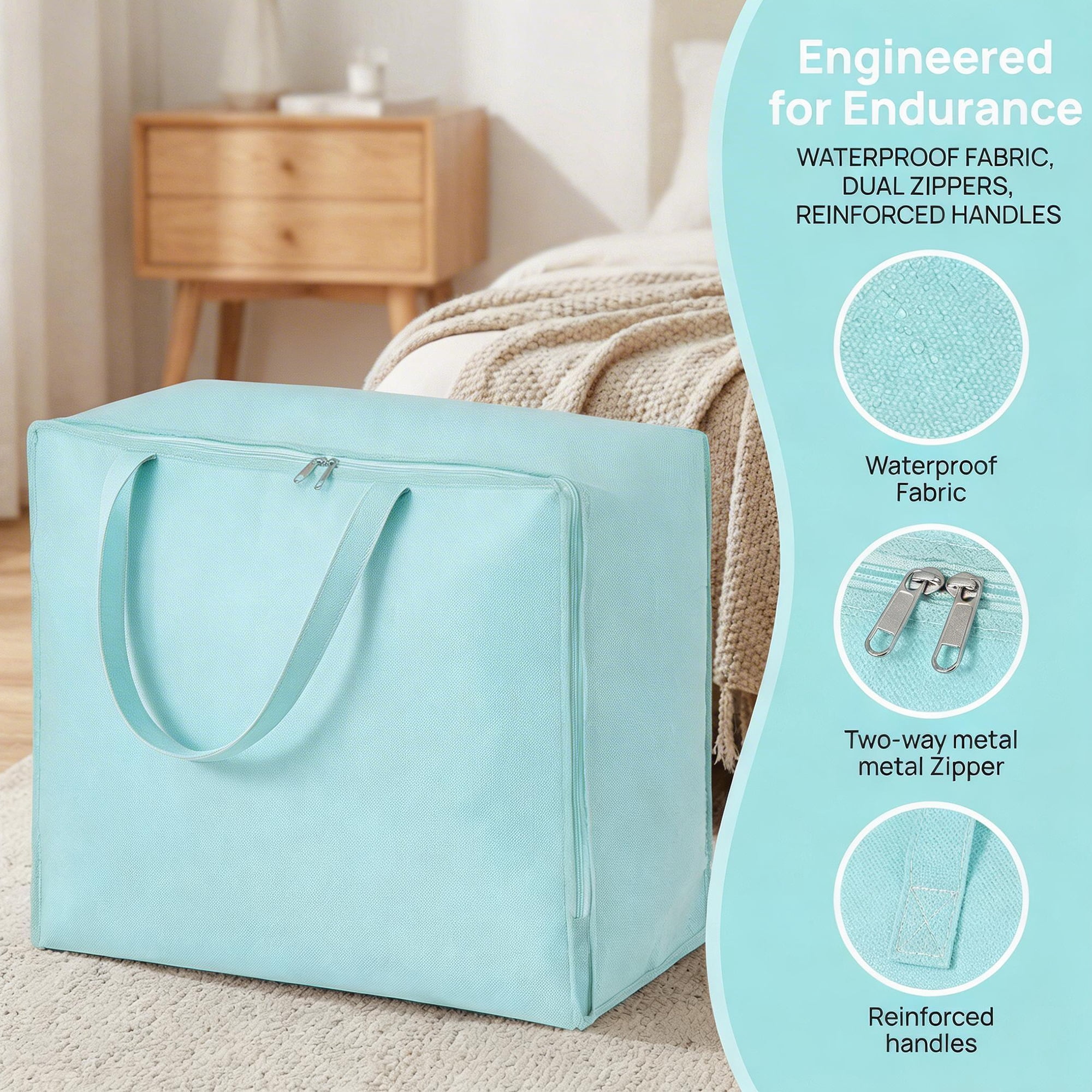 Unique Bargains Clothing Storage Bag Organize Bedroom and Closet Blue 24.8"x16.9"x8.3"