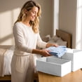 thumbnail image 4 of VORJELT 5-Piece Non-Woven Fabric Drawer Organizer Set - Foldable Storage Box for Clothes, Underwear, Socks, and Miscellaneous Items - Space-Saving Design for Wardrobe and Home Organization White, 4 of 6