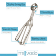 thumbnail image 2 of Millvado Stainless Steel Ice Cream and Cookie Scoop | Extra Small Sized Scoop, Spring Loaded Lever Design, For Sorbet, Melon, Meatballs, Muffins, and More, 1 Ounce (1-3/8) Scooper, 2 of 5