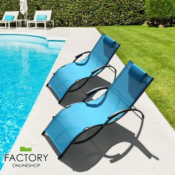 Geniqua Corp Steel Foldable and Detachable Headrest Chaise Lounger - Set of 2