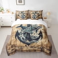 thumbnail image 2 of YST Nautical Anchor Comforter Set, 7-Piece, Full, Brown and Navy Blue, 2 of 4