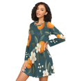 thumbnail image 3 of FORMRS Womens Long Sleeve Nightgowns Crew Neck Sleep Shirt Soft Pajamas Sizes S-3XL, Floral Oranges, 3 of 8
