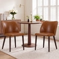 thumbnail image 5 of Modern PU Leather Side Chairs with Cushioned Seat and Wooden Legs , Upholstered Dining Room Chairs Set of 6 for Kitchen, Café or Restaurant – Lightbrown, 5 of 11